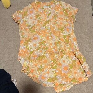 Piyama Pajama Short Set - Orange & Green Floral